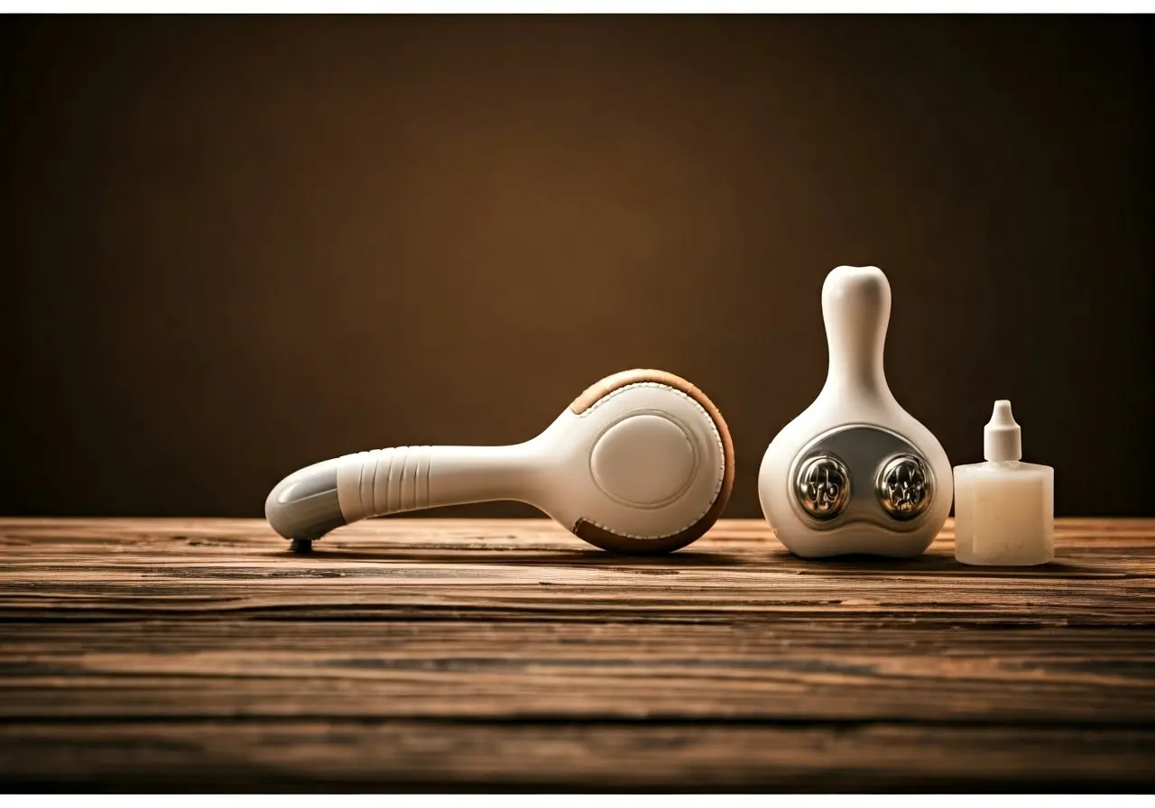 A serene spa setting with body contouring tools displayed. 35mm stock photo