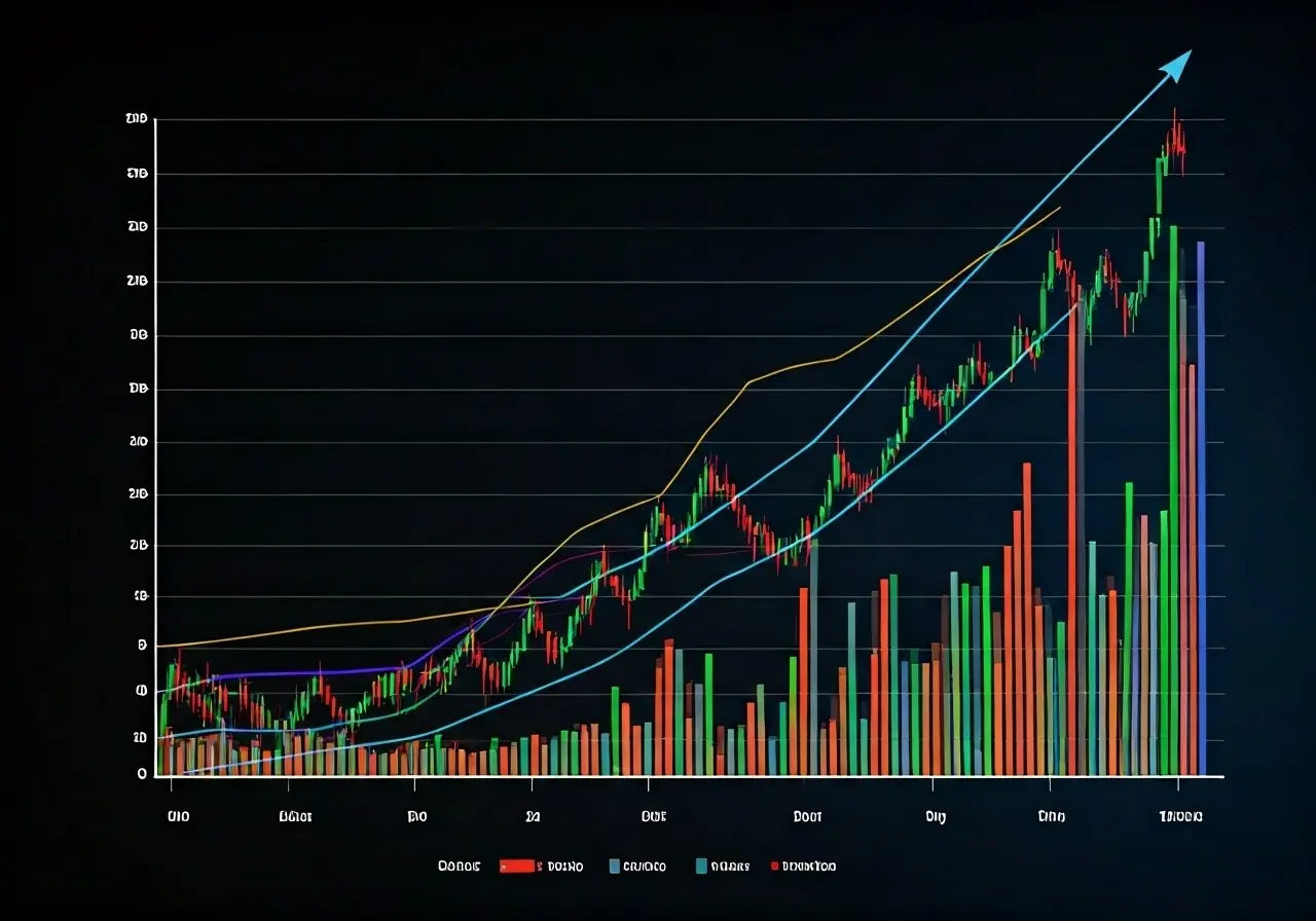 A colorful graph showing rising THCA market trends. 35mm stock photo
