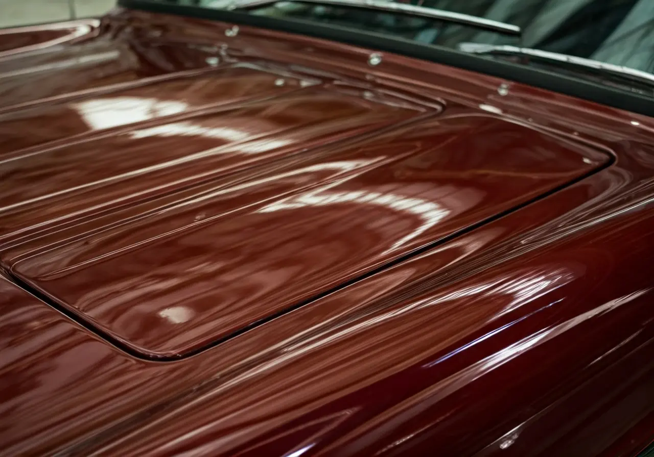 A sparkling, freshly detailed car interior with shining surfaces. 35mm stock photo