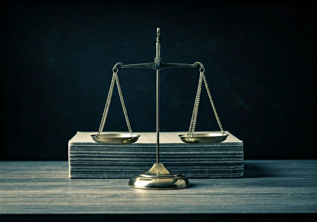 Scales of justice with Ohio map in the background. 35mm stock photo