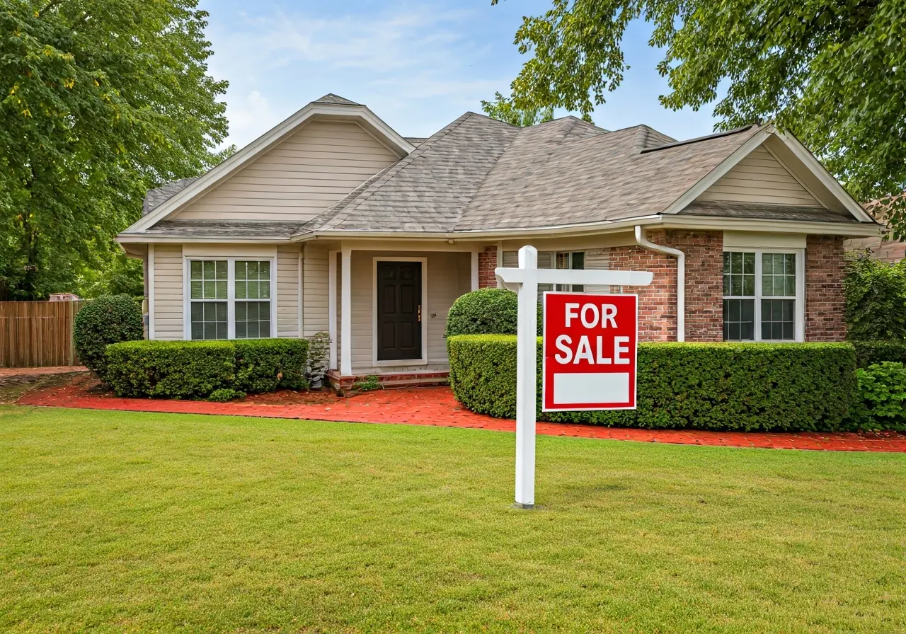 A house with a For Sale cash sign in front. 35mm stock photo