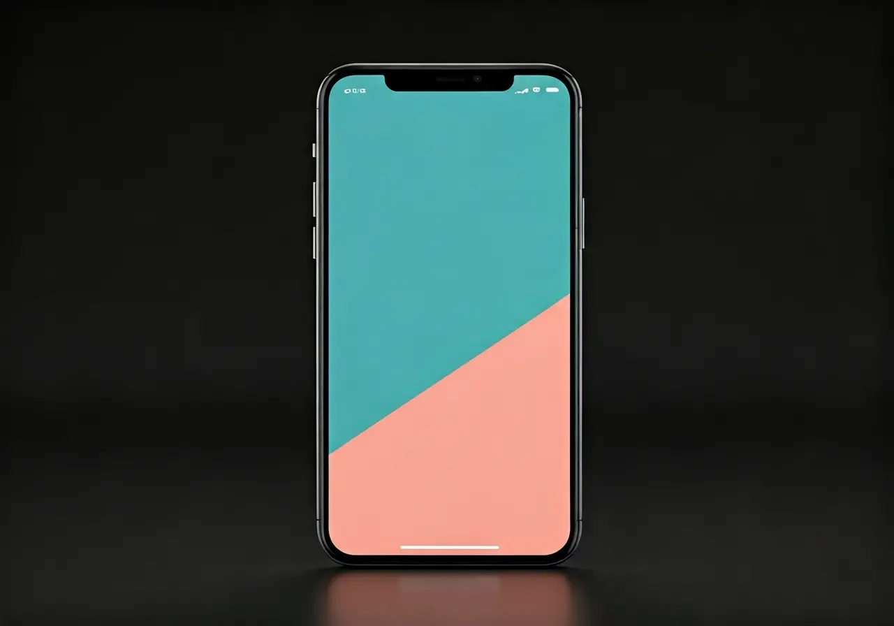 A minimalist smartphone screen displaying a basic app interface. 35mm stock photo