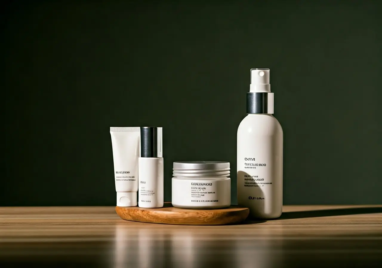 A serene spa setting in Brooklyn with skincare products. 35mm stock photo