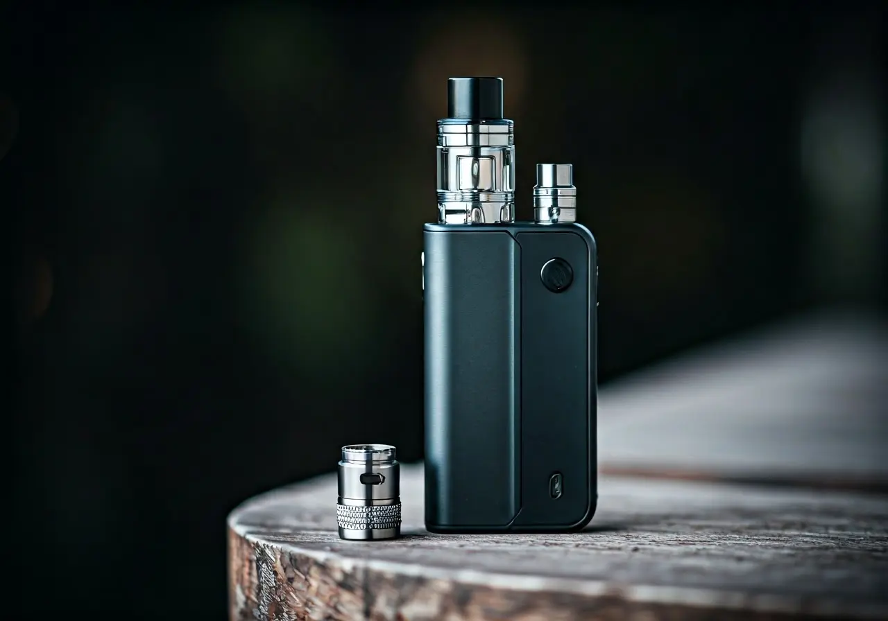 A sleek Snowwolf vape with stylish accessory attachments. 35mm stock photo