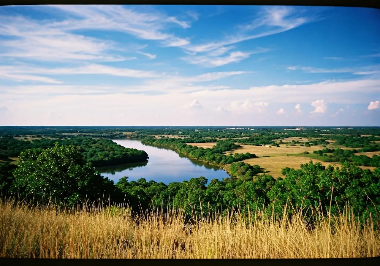 A serene Texas landscape with a peaceful, natural setting. 35mm stock photo