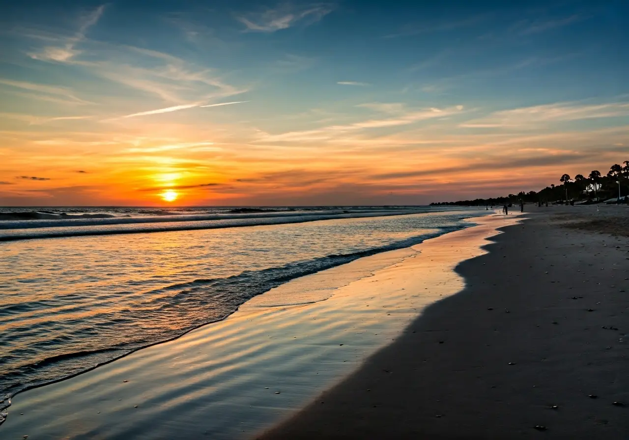 A serene beach at sunset in Port St Lucie. 35mm stock photo