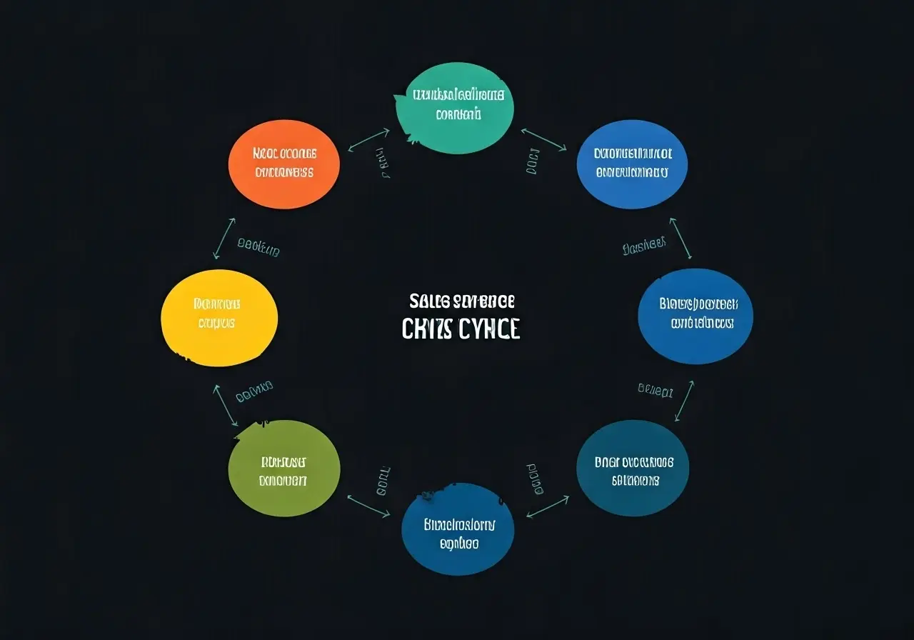 A flowchart illustrating stages of a sales cycle process. 35mm stock photo