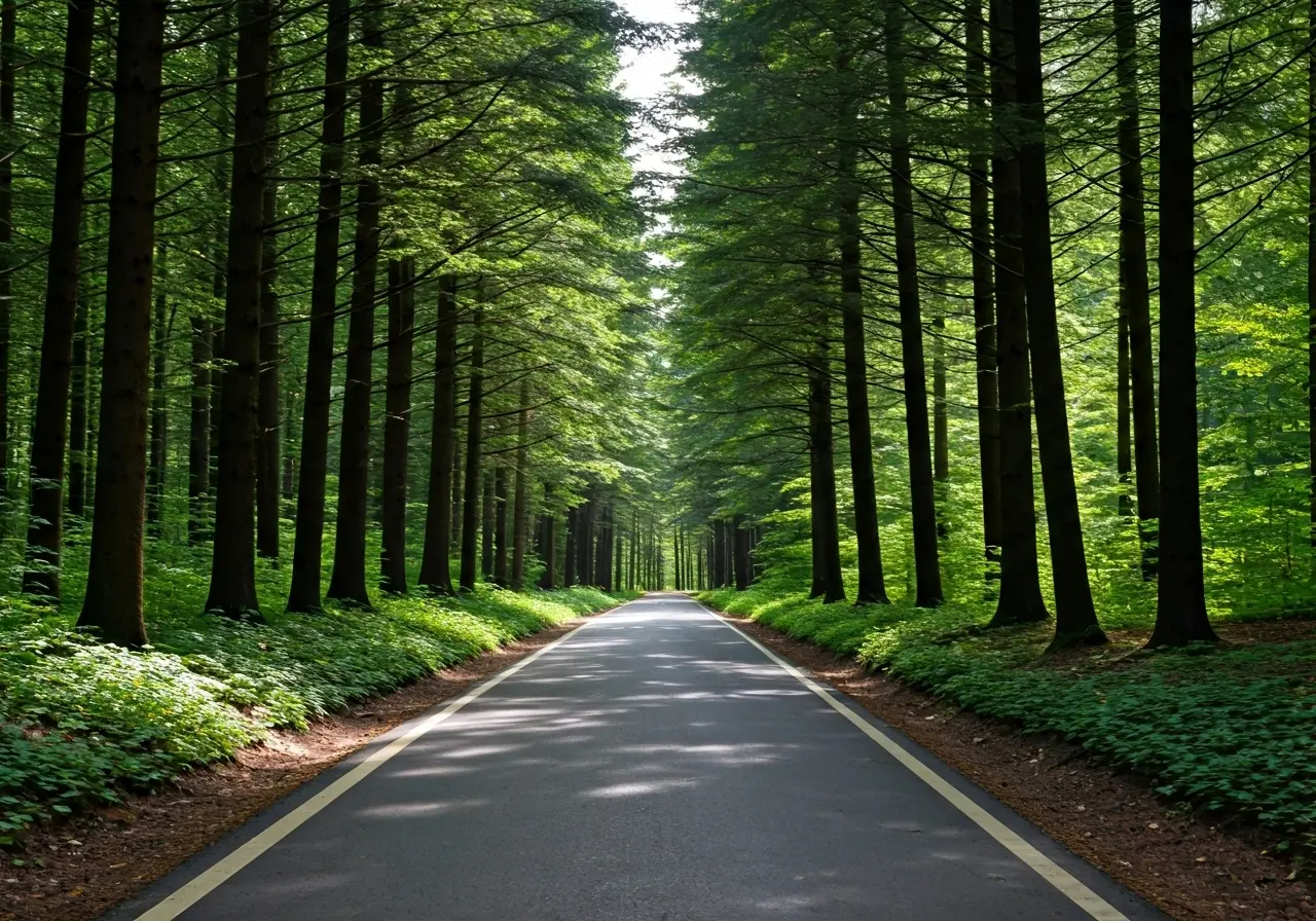 A serene path in a forest symbolizing the recovery journey. 35mm stock photo