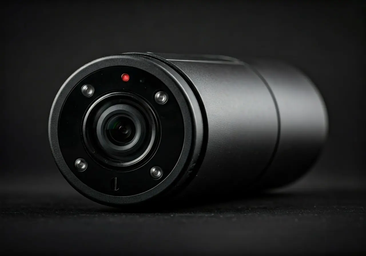 A sleek, modern surveillance camera with high-tech features displayed. 35mm stock photo