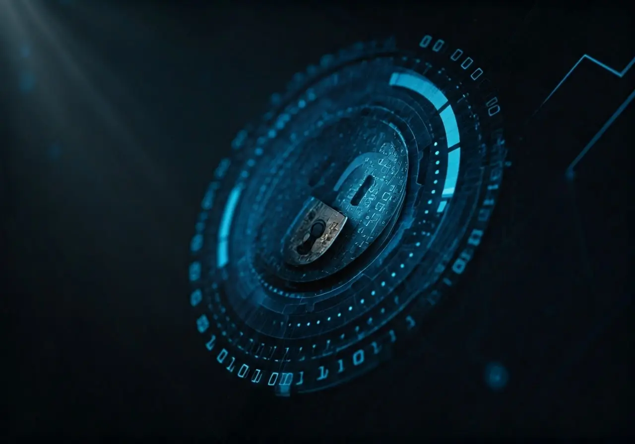A close-up of a digital lock on a computer screen. 35mm stock photo
