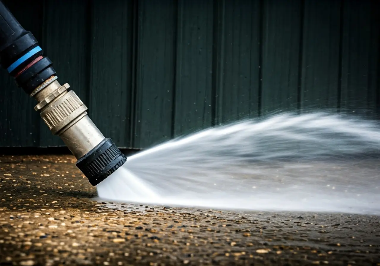 High-pressure water jet cleaning a residential drain pipe. 35mm stock photo
