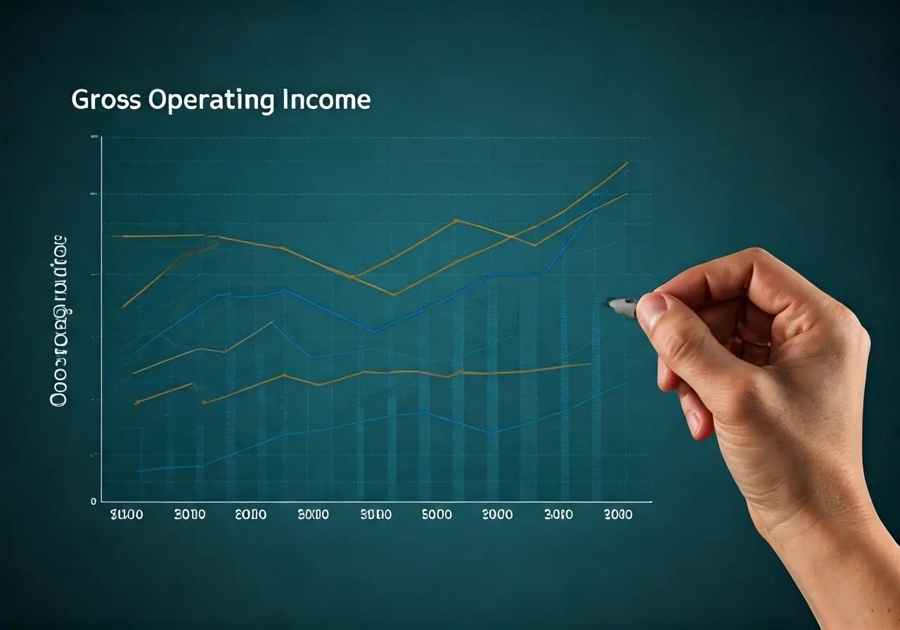 A graph illustrating gross operating income in real estate. 35mm stock photo