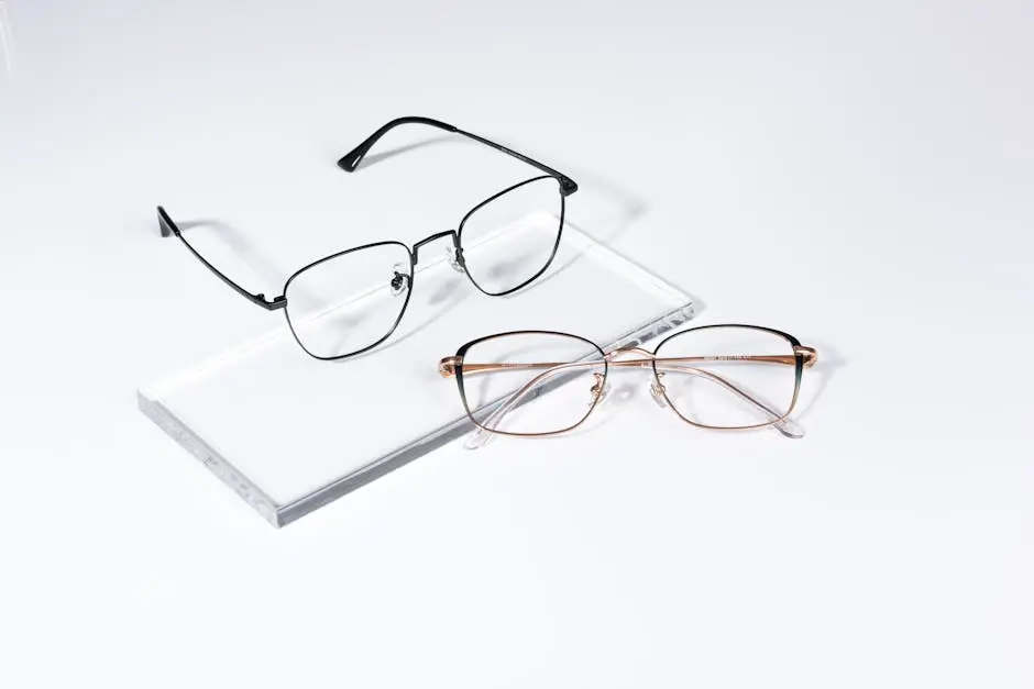 Modern eyewear with sleek design on a white background, showcasing optical fashion.