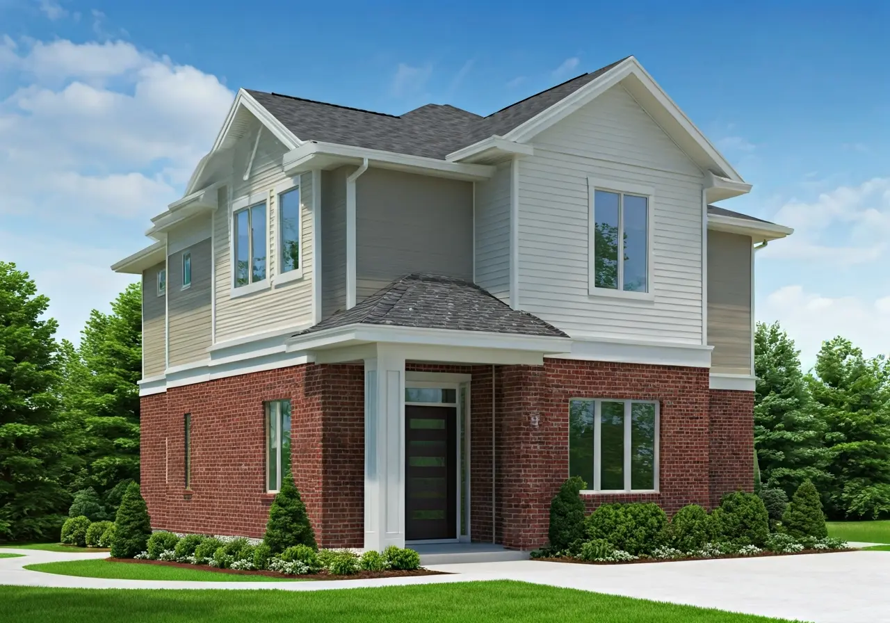 A modern home with a visible burglar alarm system. 35mm stock photo