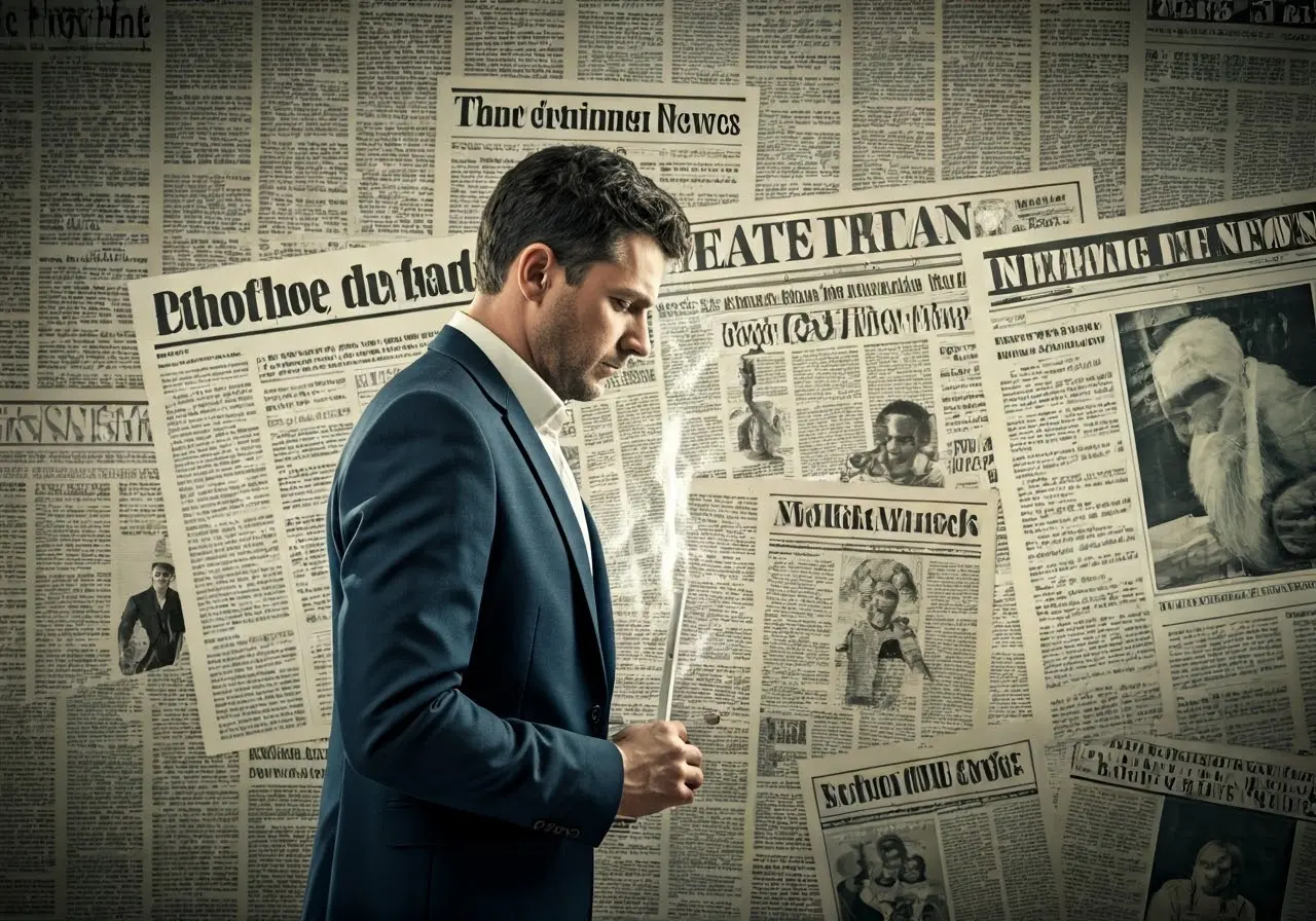 A collage of various smoking-related news articles and headlines. 35mm stock photo