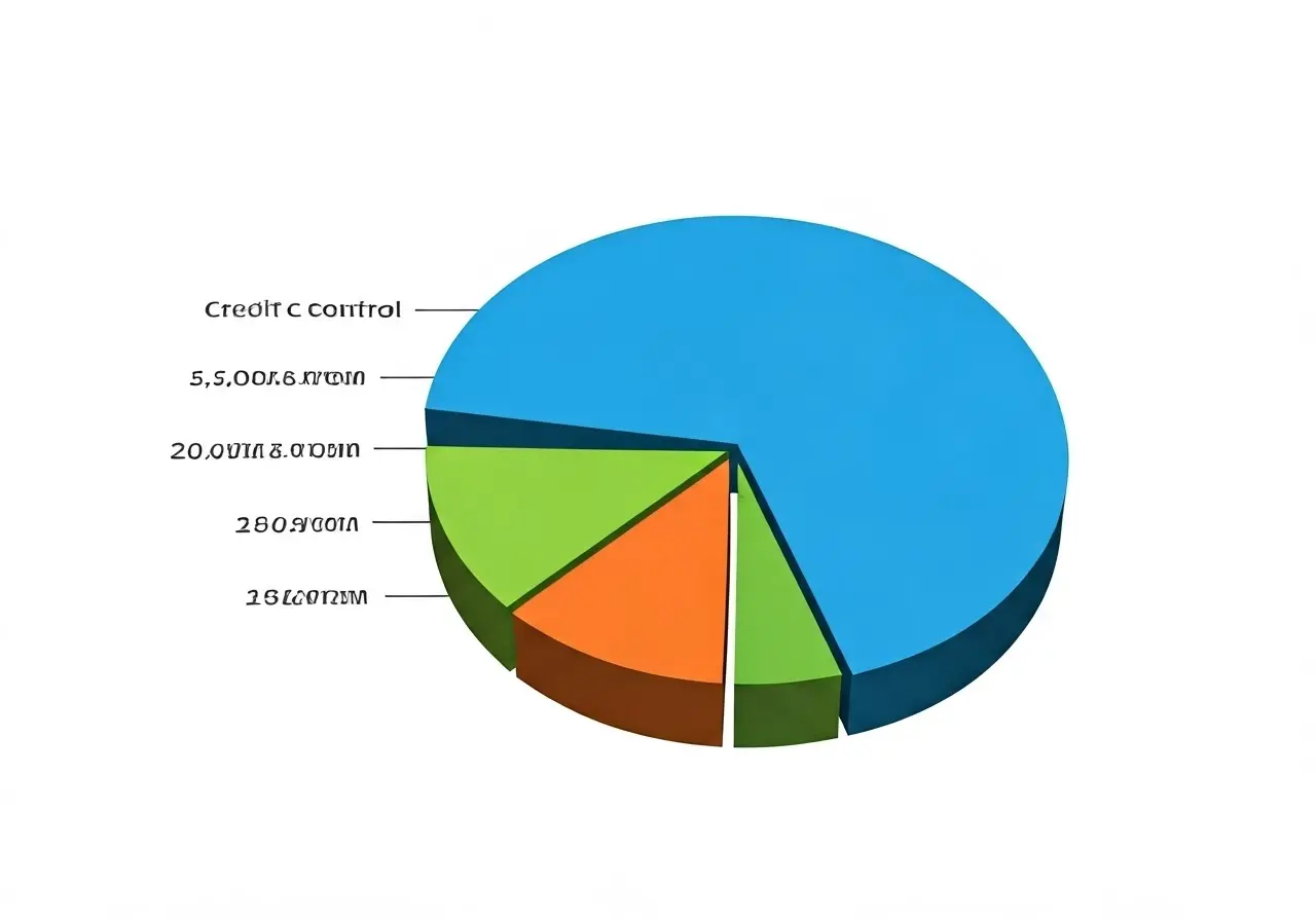 A pie chart depicting credit control metrics and trends. 35mm stock photo