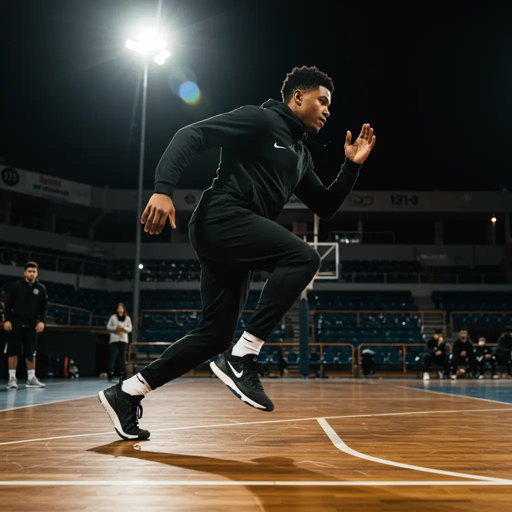 Person doing a lateral shuffle with bent knees.