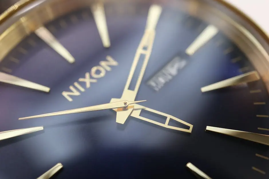 Detailed view of a Nixon watch showcasing its elegant and precise craftsmanship.