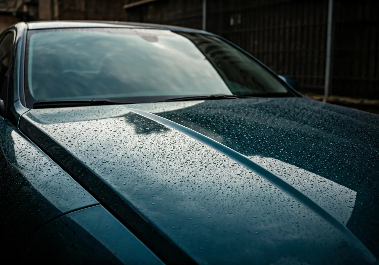 A clean car with a shiny, tar-free finish. 35mm stock photo