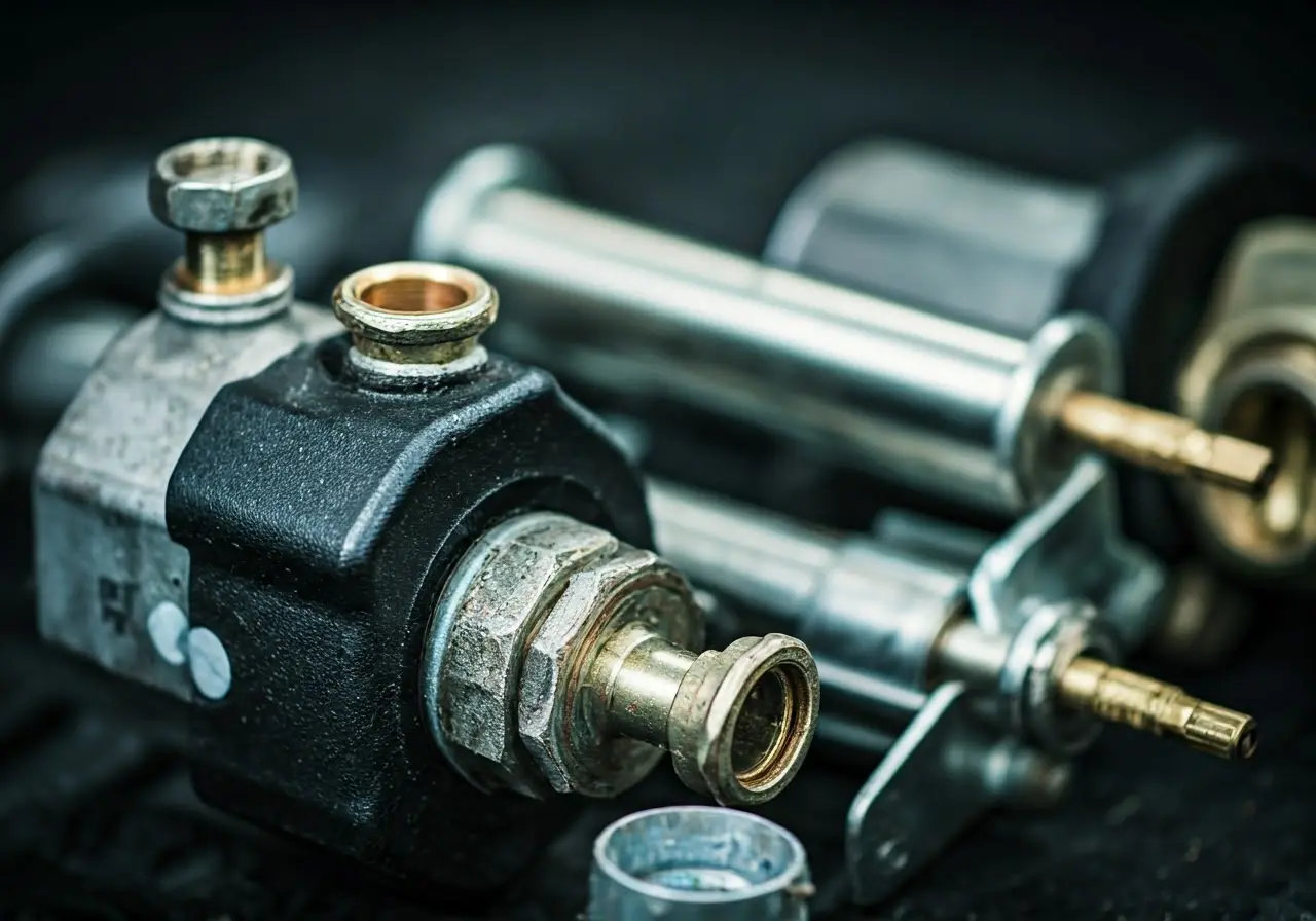 A close-up of air conditioning unit tools and parts. 35mm stock photo