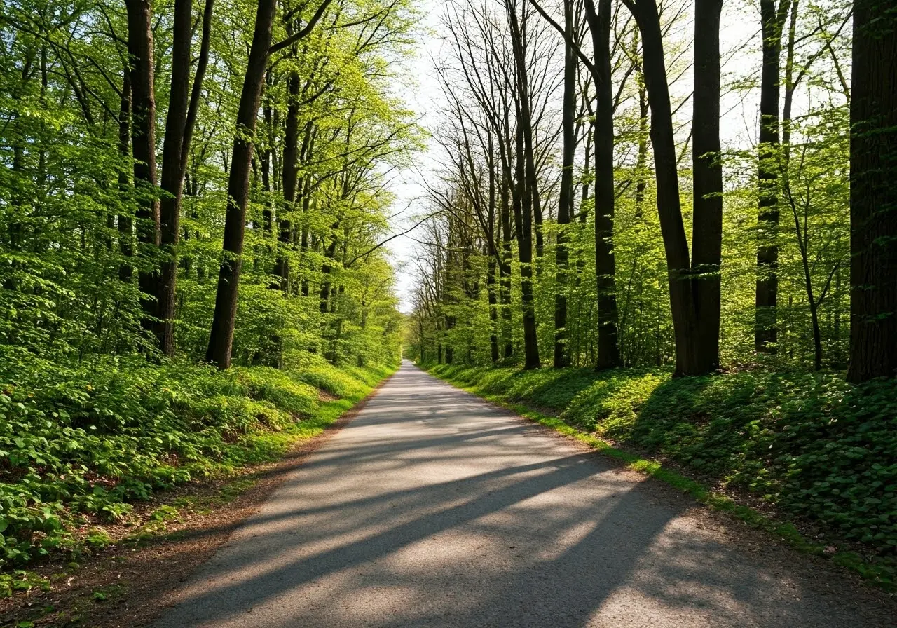 A serene nature path symbolizing the journey to recovery. 35mm stock photo