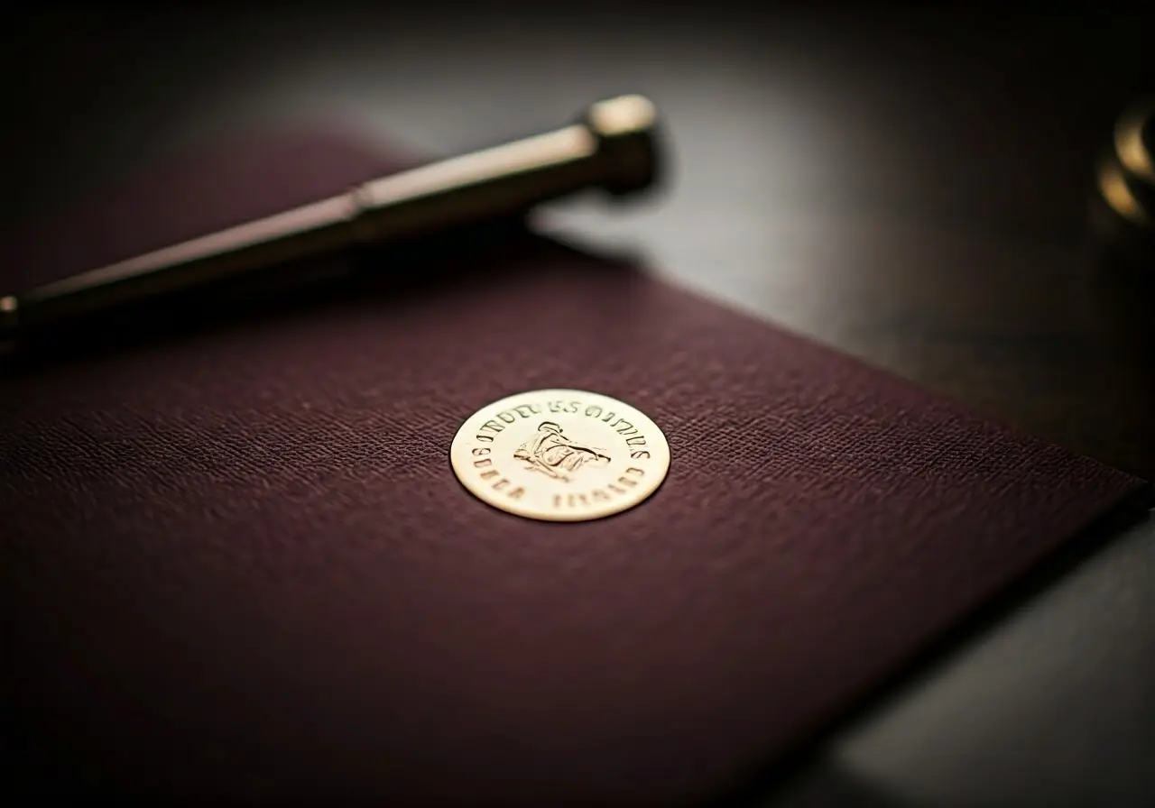 A close-up of a custom embosser on elegant stationery. 35mm stock photo