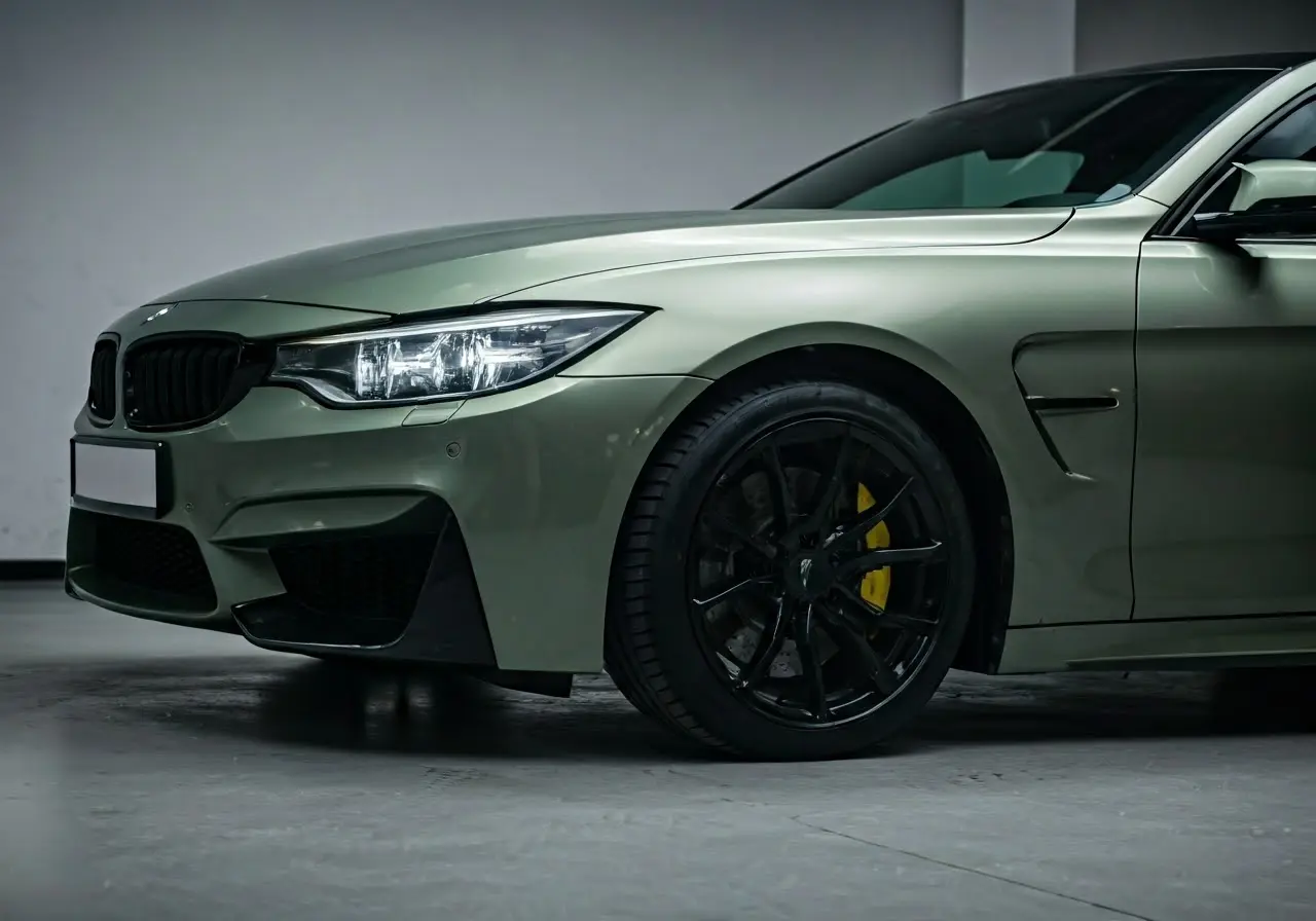 A sleek car shines under a layer of ceramic coating. 35mm stock photo