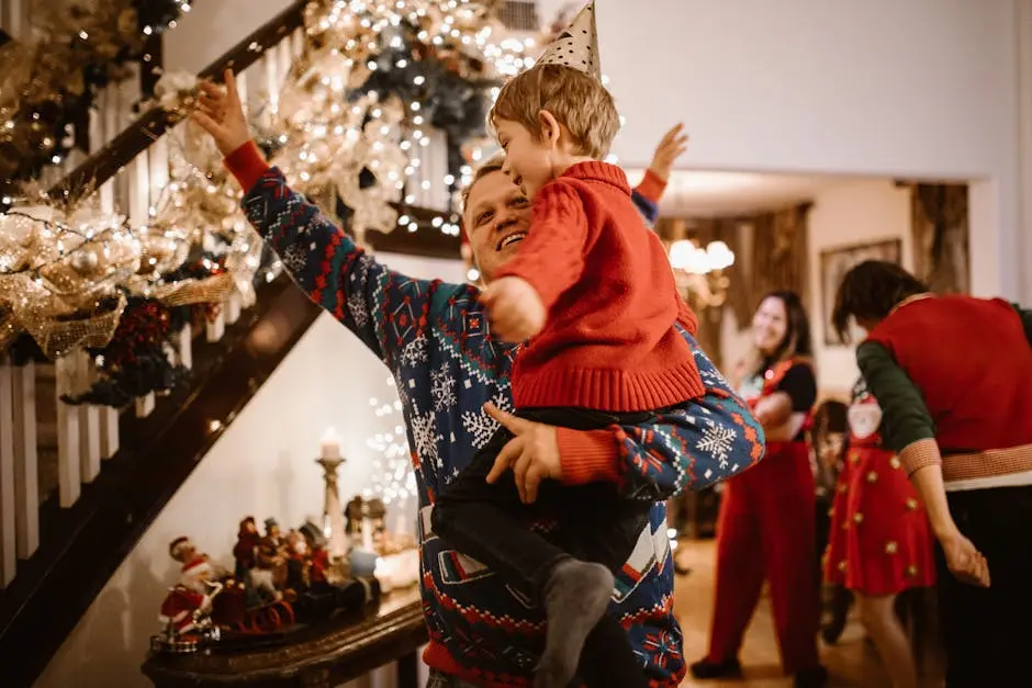 Family enjoying a joyful Christmas celebration indoors, creating warm festive memories.