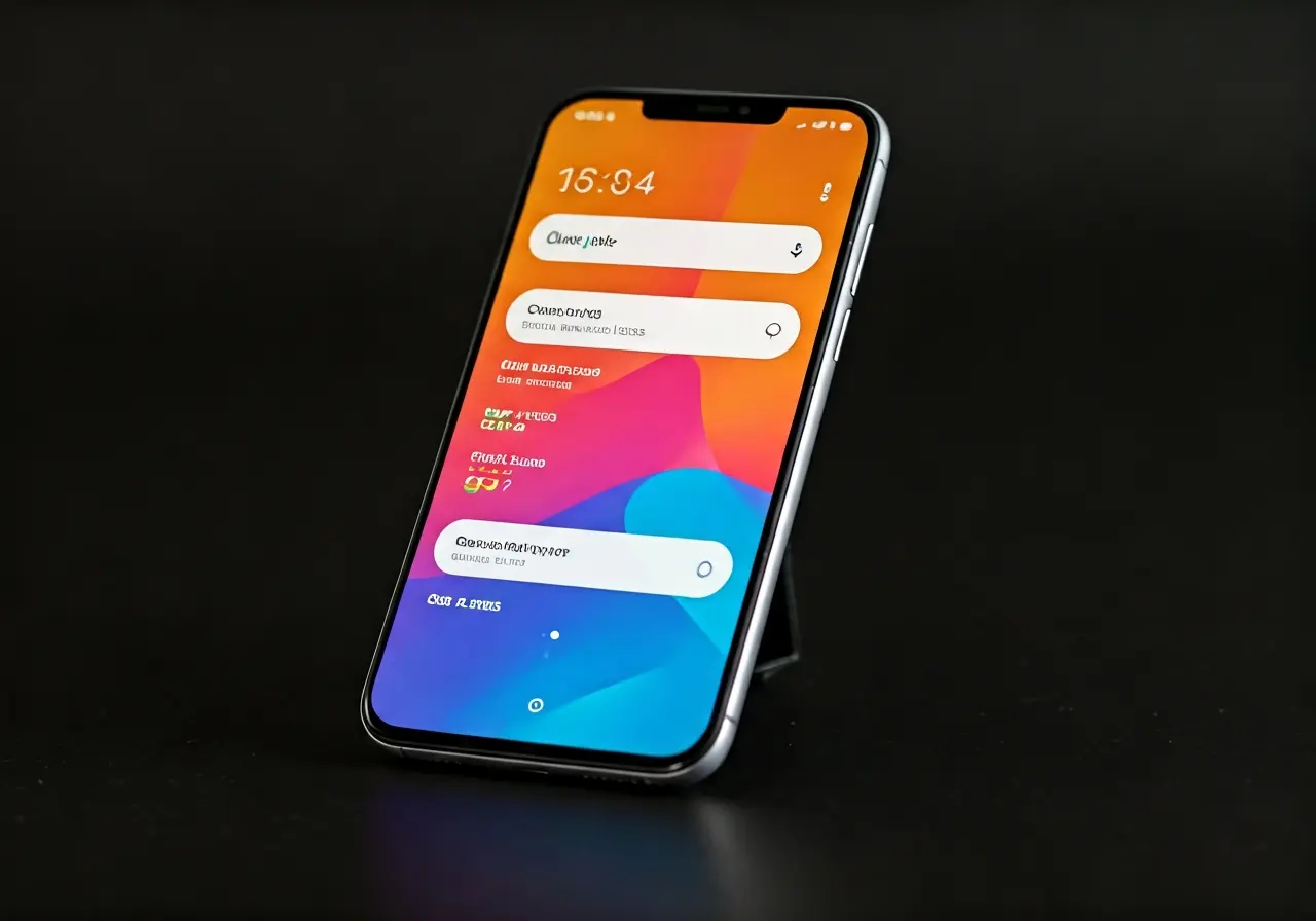 A smartphone displaying vibrant, user-friendly app interfaces. 35mm stock photo