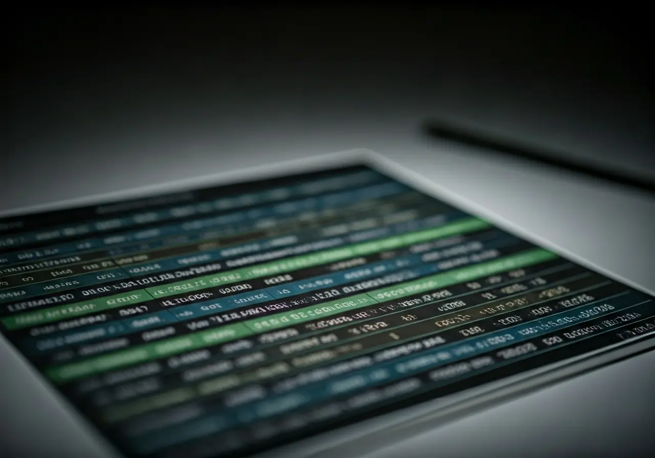 A detailed financial scorecard with various colorful performance metrics. 35mm stock photo