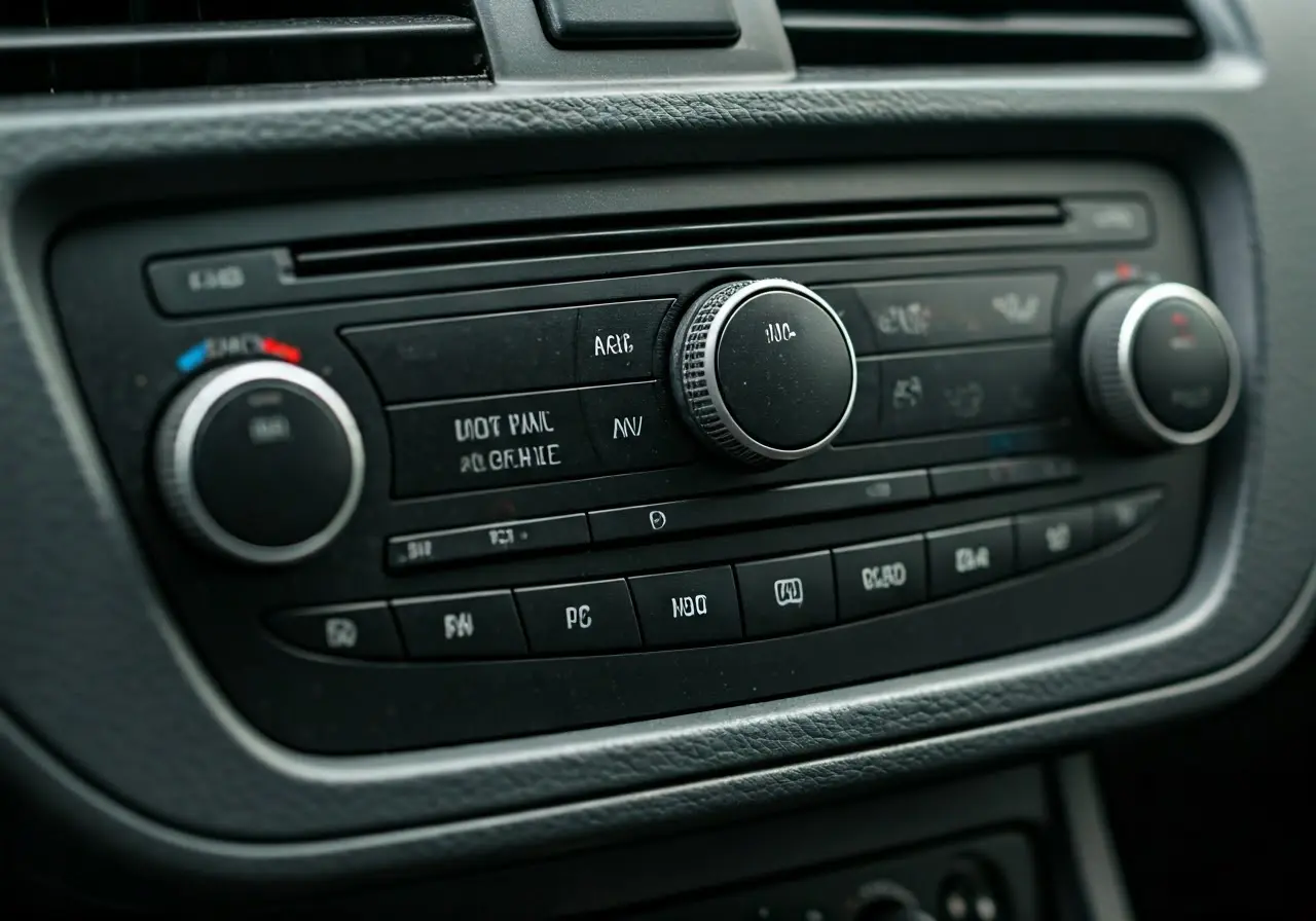 A car dashboard showing the AC control panel. 35mm stock photo