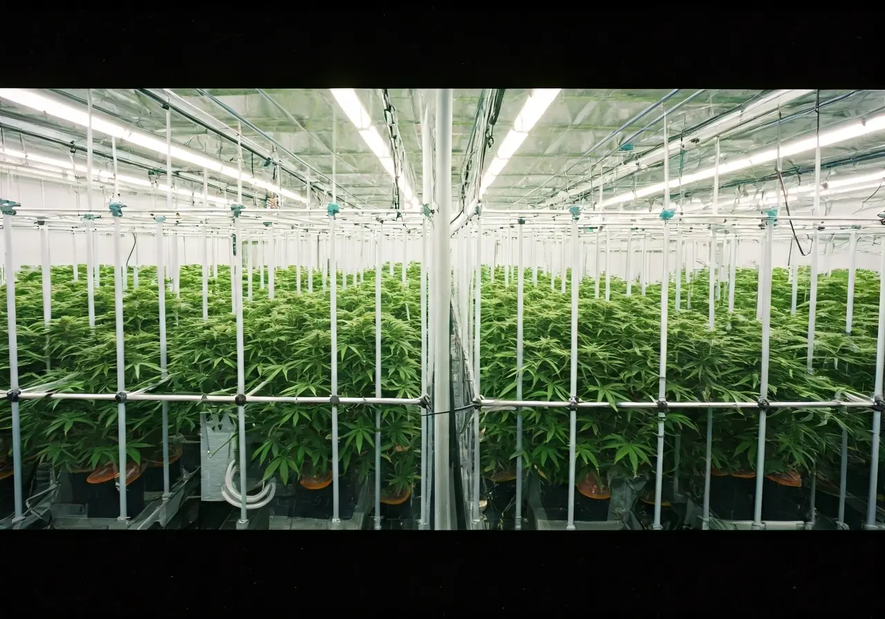 State-of-the-art cannabis cultivation facility with advanced equipment. 35mm stock photo