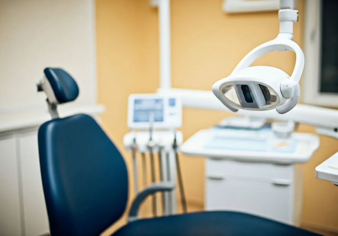 A dental office featuring cosmetic dental tools and equipment. 35mm stock photo