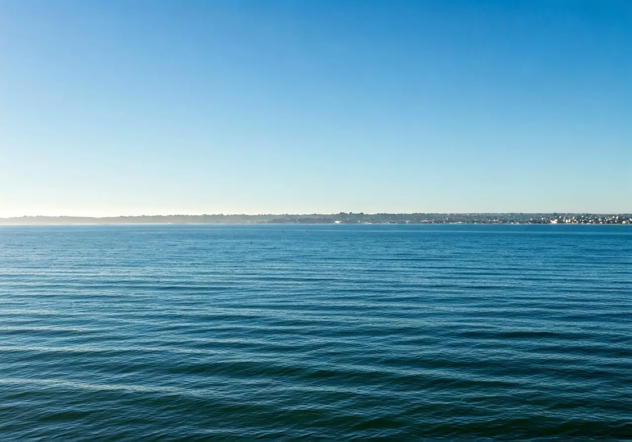 A serene view of San Diego coastline under a sunny sky. 35mm stock photo