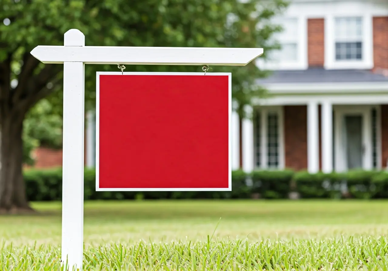 A for sale sign in front of a Washington D.C. house. 35mm stock photo
