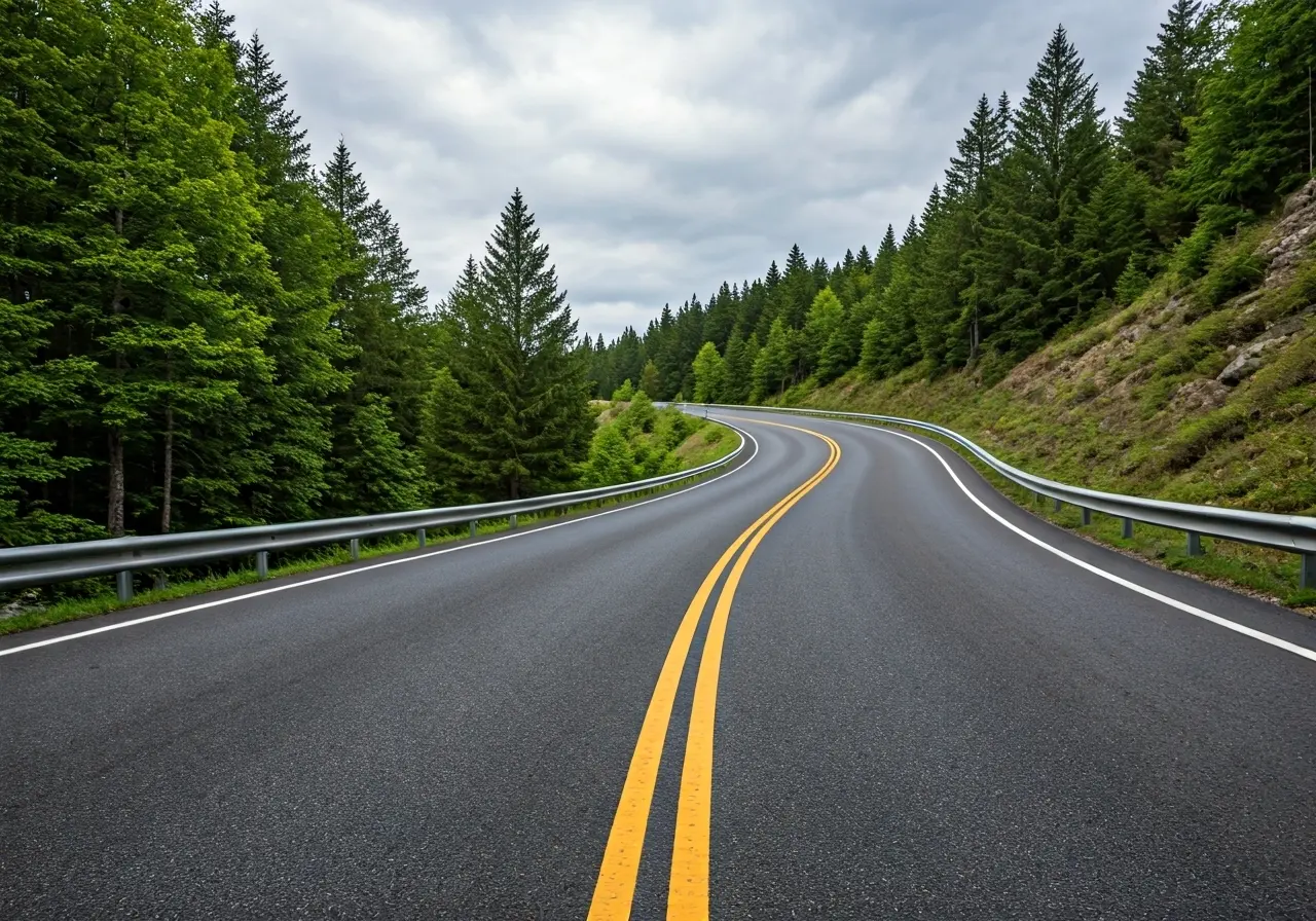 A winding road signifying complex career progression paths. 35mm stock photo