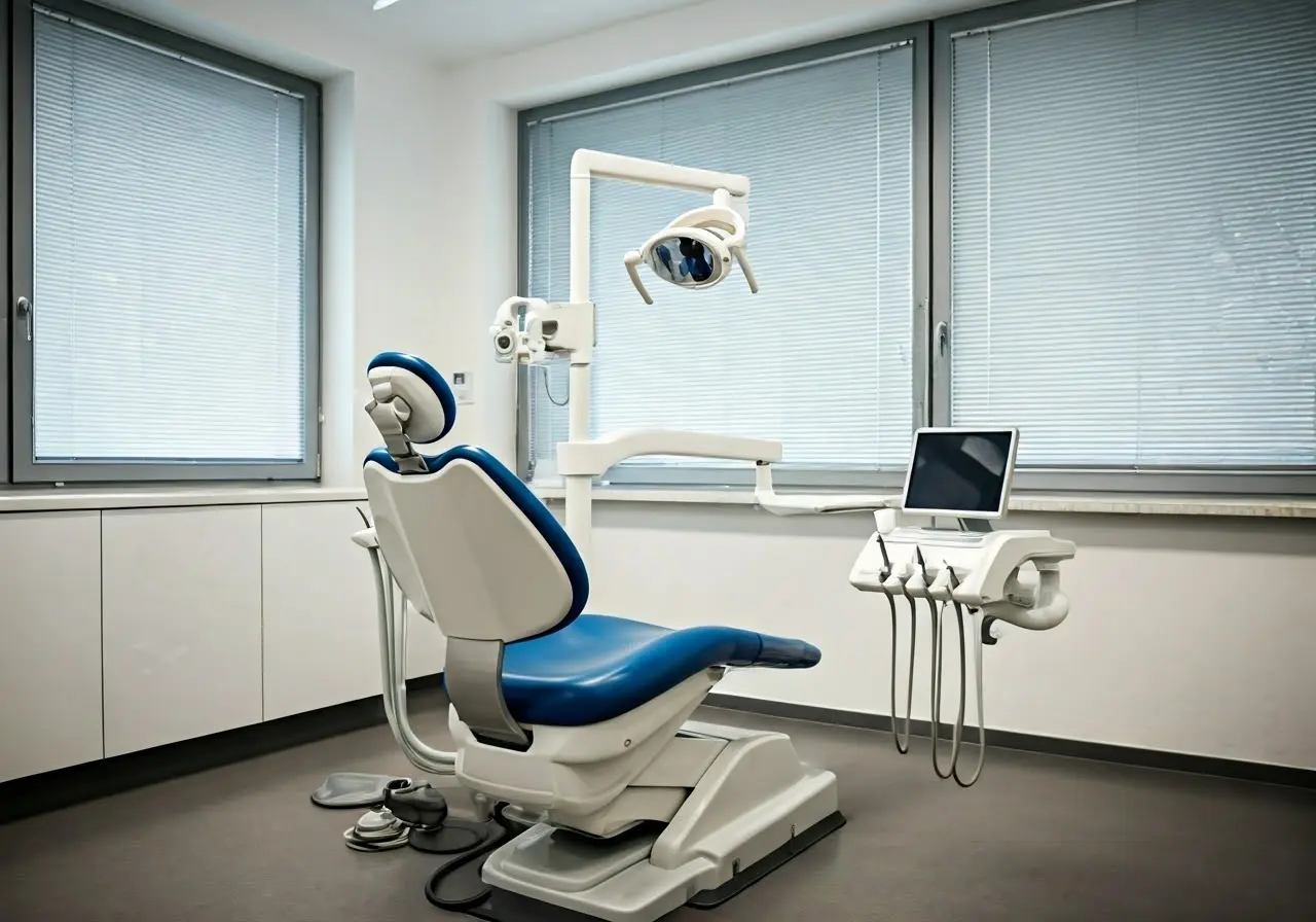 A modern dental clinic with high-tech dental equipment. 35mm stock photo