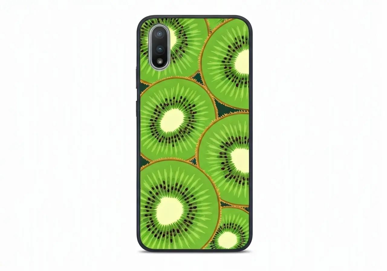 A colorful phone case with a kiwi fruit pattern. 35mm stock photo