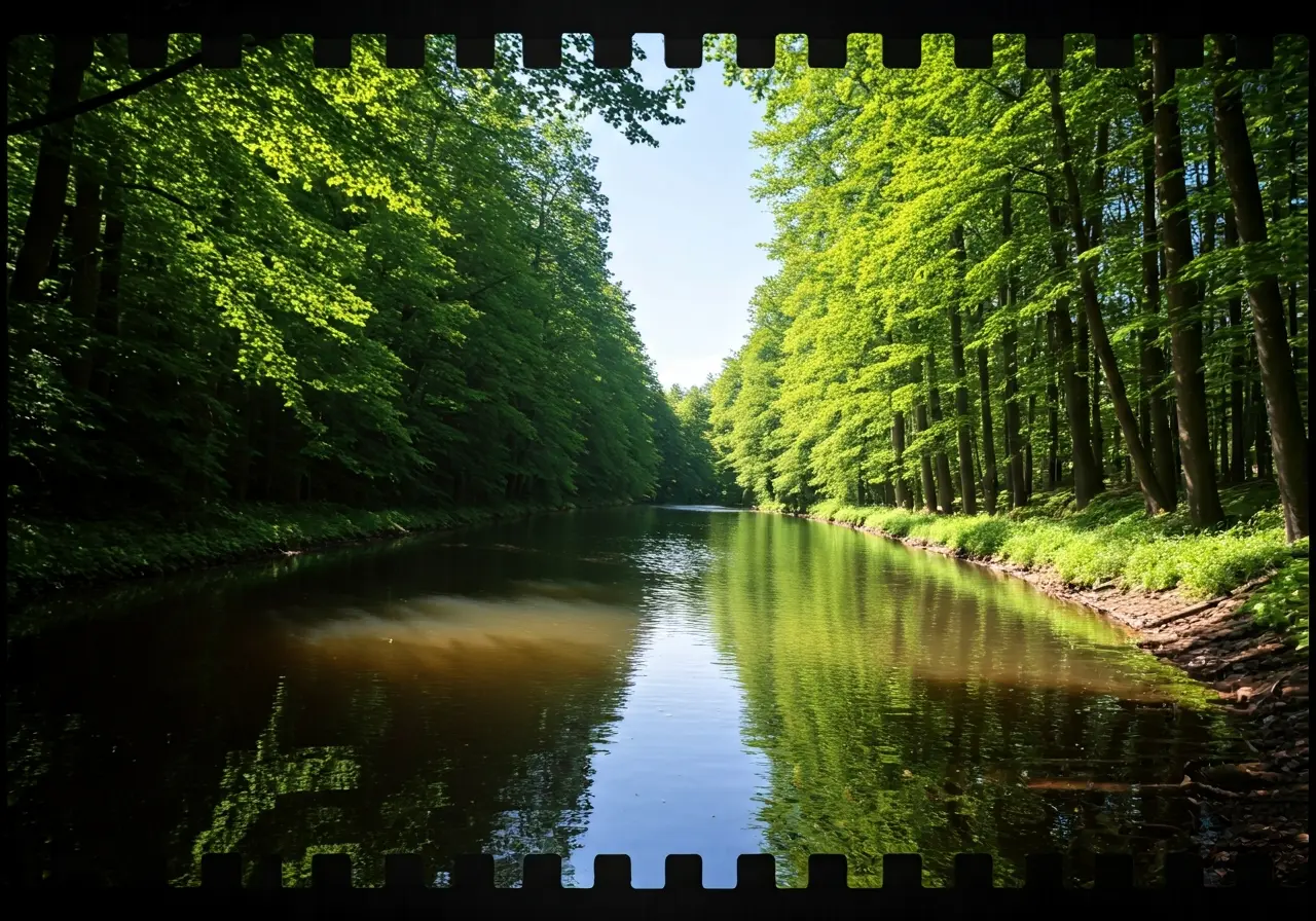 A soothing, sunlit landscape symbolizing calm and healing. 35mm stock photo