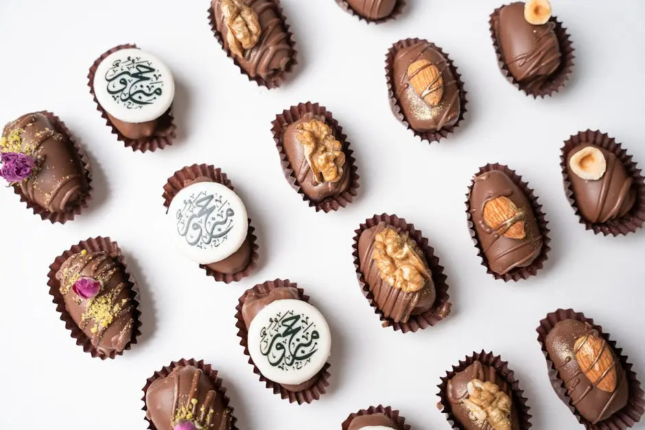 Assorted Stuffed Chocolate Dates – Arabic Design and Natural Toppings
