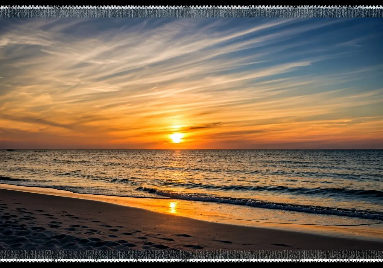 A serene beach sunset in Port St. Lucie. 35mm stock photo