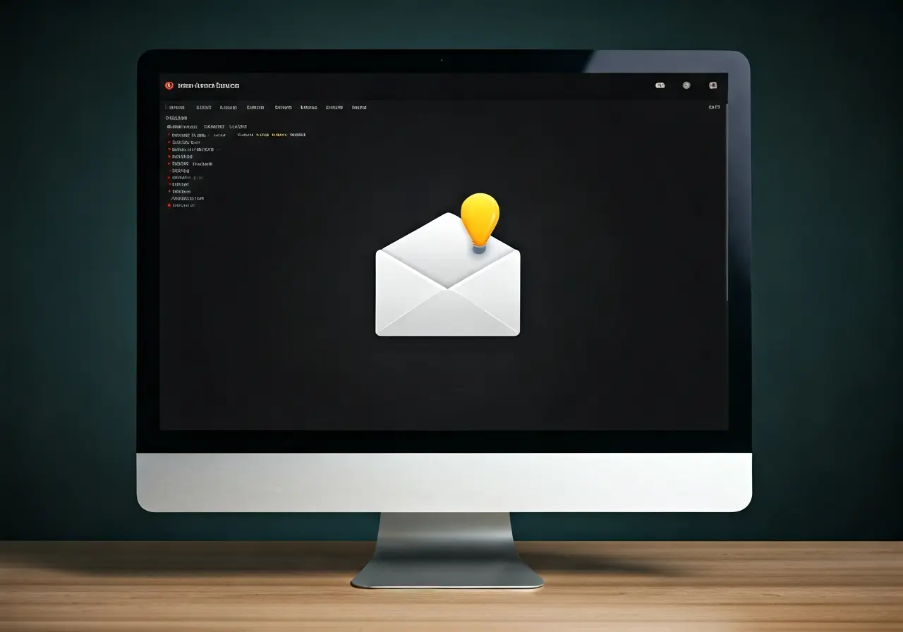 A computer monitor displaying a generic phishing email alert. 35mm stock photo