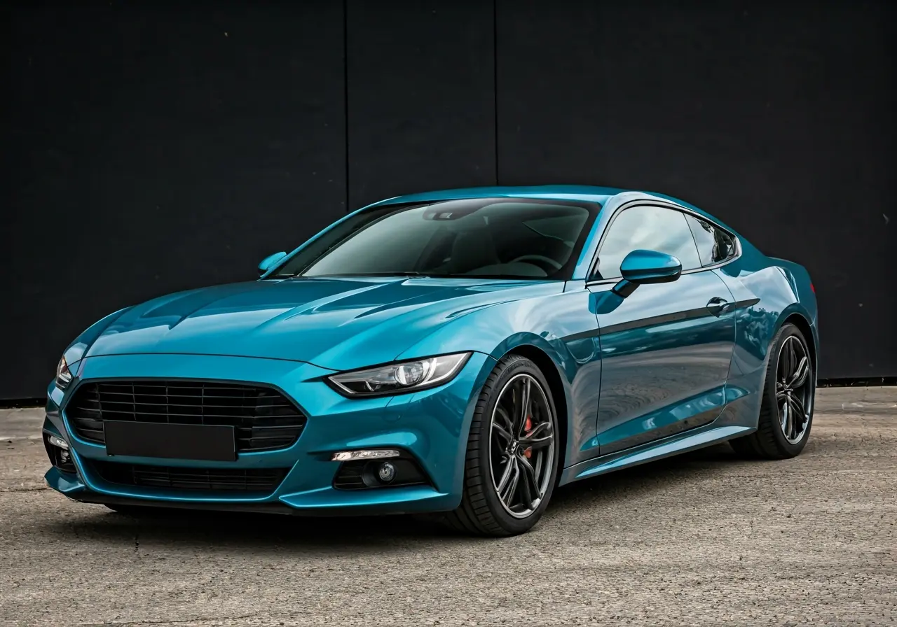 A shiny car with a pristine ceramic-coated finish. 35mm stock photo