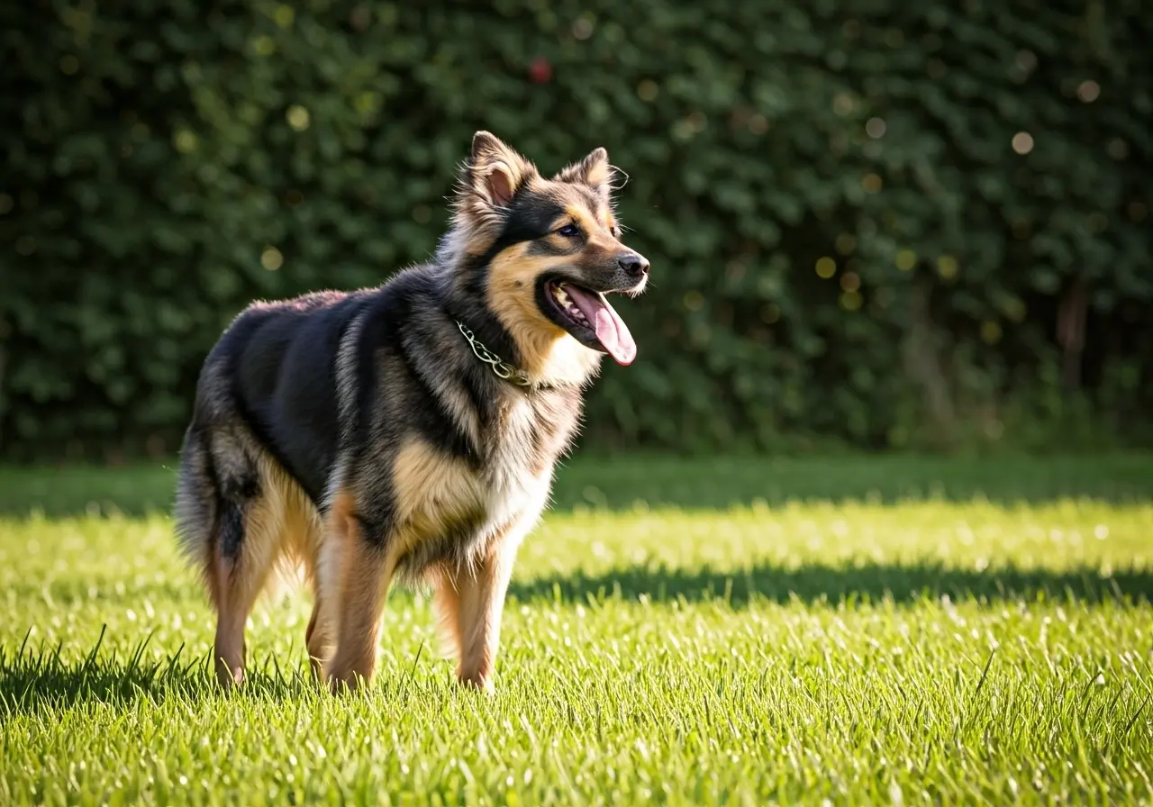 A well-behaved dog attentively responding to trainer’s commands. 35mm stock photo