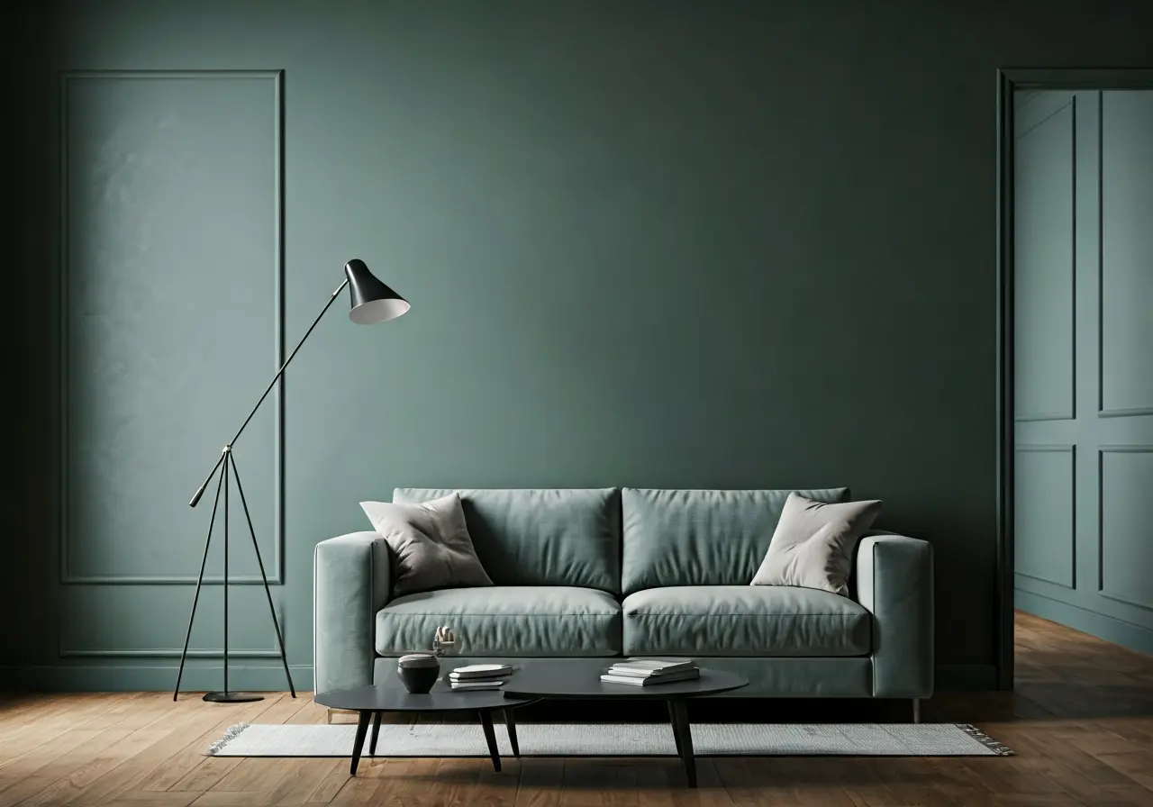 Image of a stylish home interior with modern renovation details. 35mm stock photo