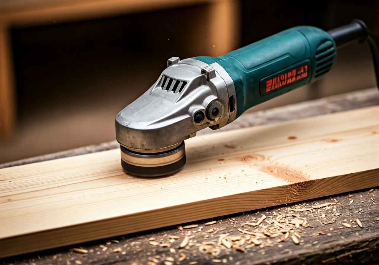 An oscillating tool cutting through a wooden plank. 35mm stock photo
