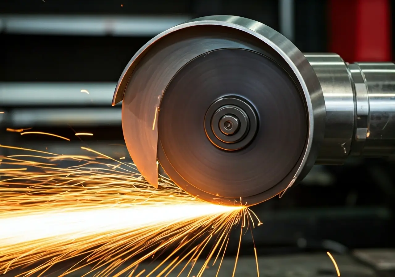 A close-up of a pneumatic cutting tool in action. 35mm stock photo