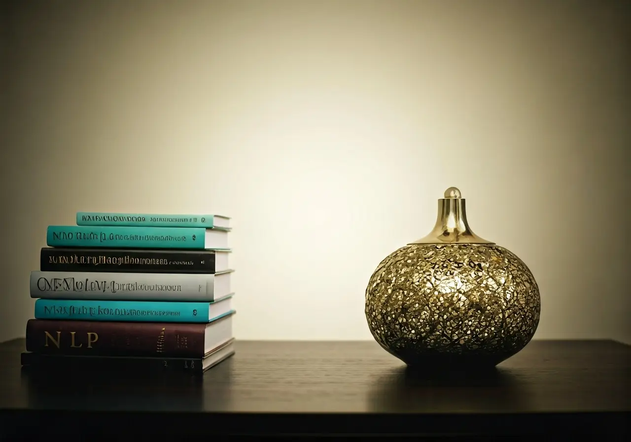 A therapist’s office with books on NLP and alternative therapies. 35mm stock photo