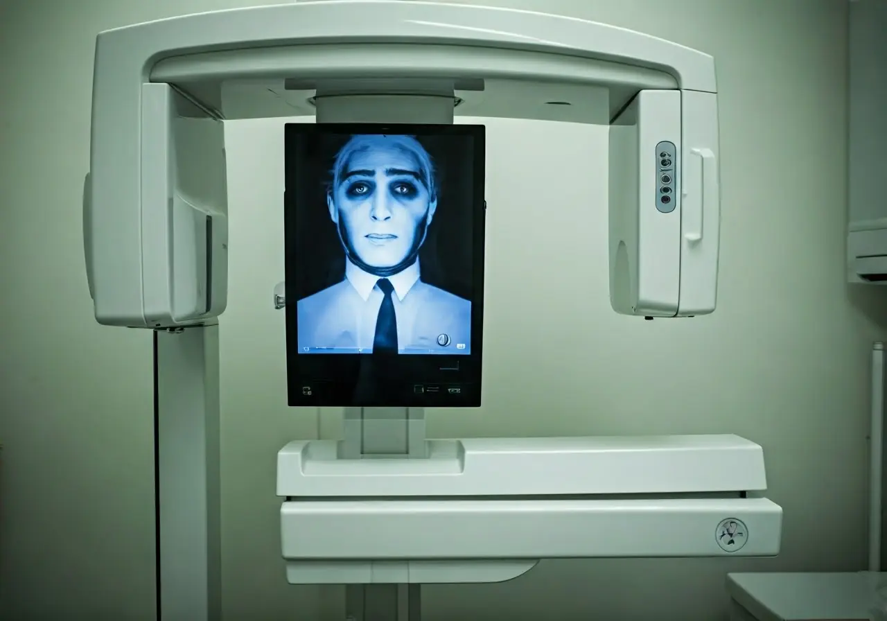 A dental x-ray machine in a clean, modern clinic. 35mm stock photo