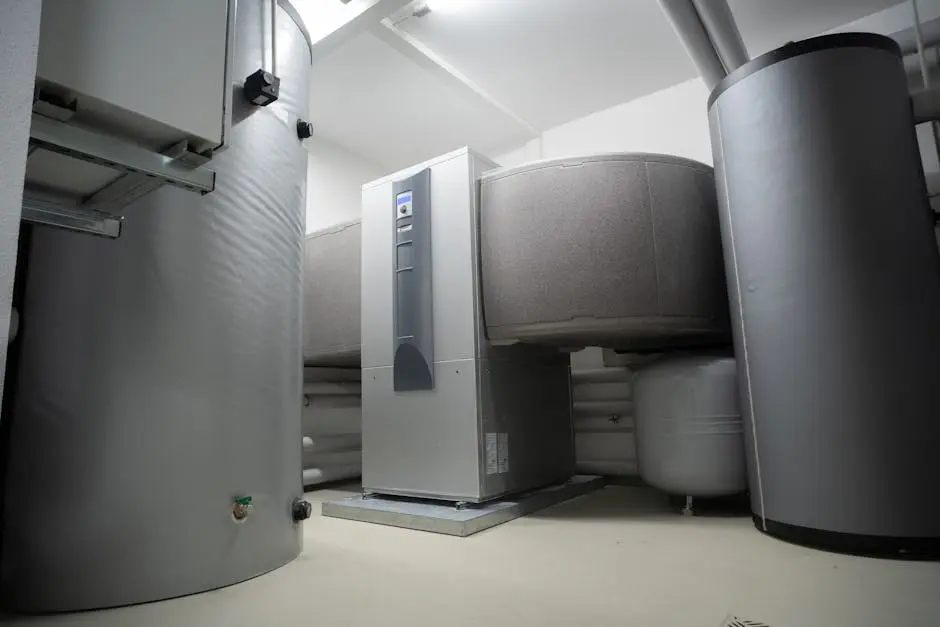 Efficient and innovative heat pump system in an indoor setting for advanced heating solutions.